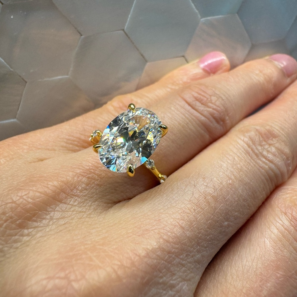 Louily New size 5 moissanite ring 925 silver 18k gold plated